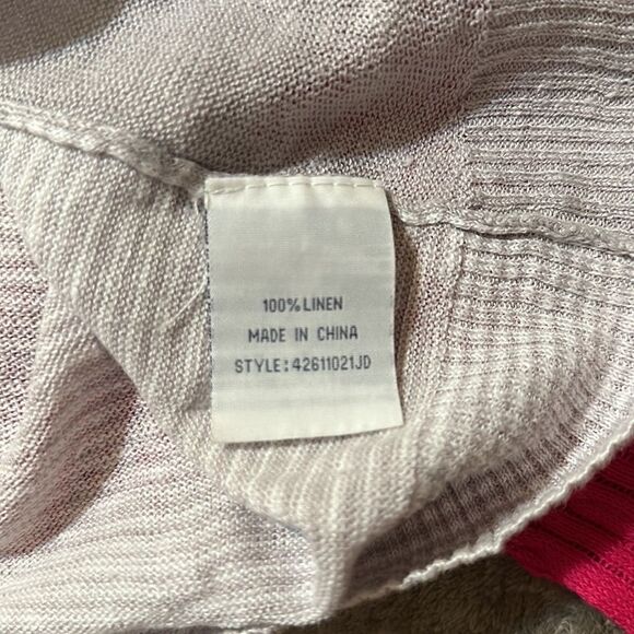 Beach Club S Linen Lightweight Crewneck Sweater Gray White Polka Stripes - Picture 10 of 13